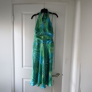 Silk green floral dress